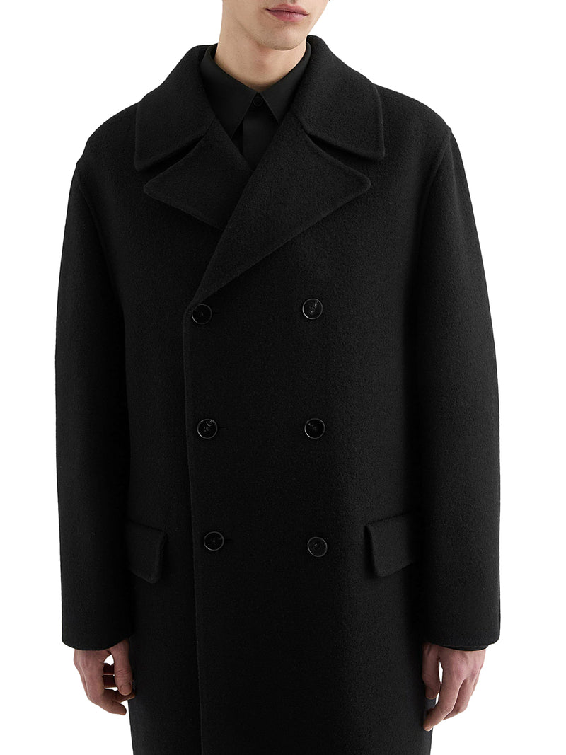 SEMI-LINED DOUBLE-BREASTED VIRGIN WOOL COAT