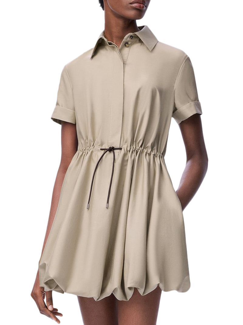 COTTON AND SILK BALLOON SKIRT DRESS