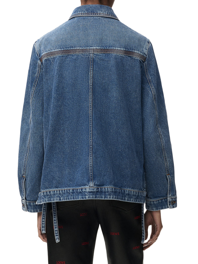 COTTON DENIM JACKET WITH AN ASYMMETRIC HEM AND SIDE LACES