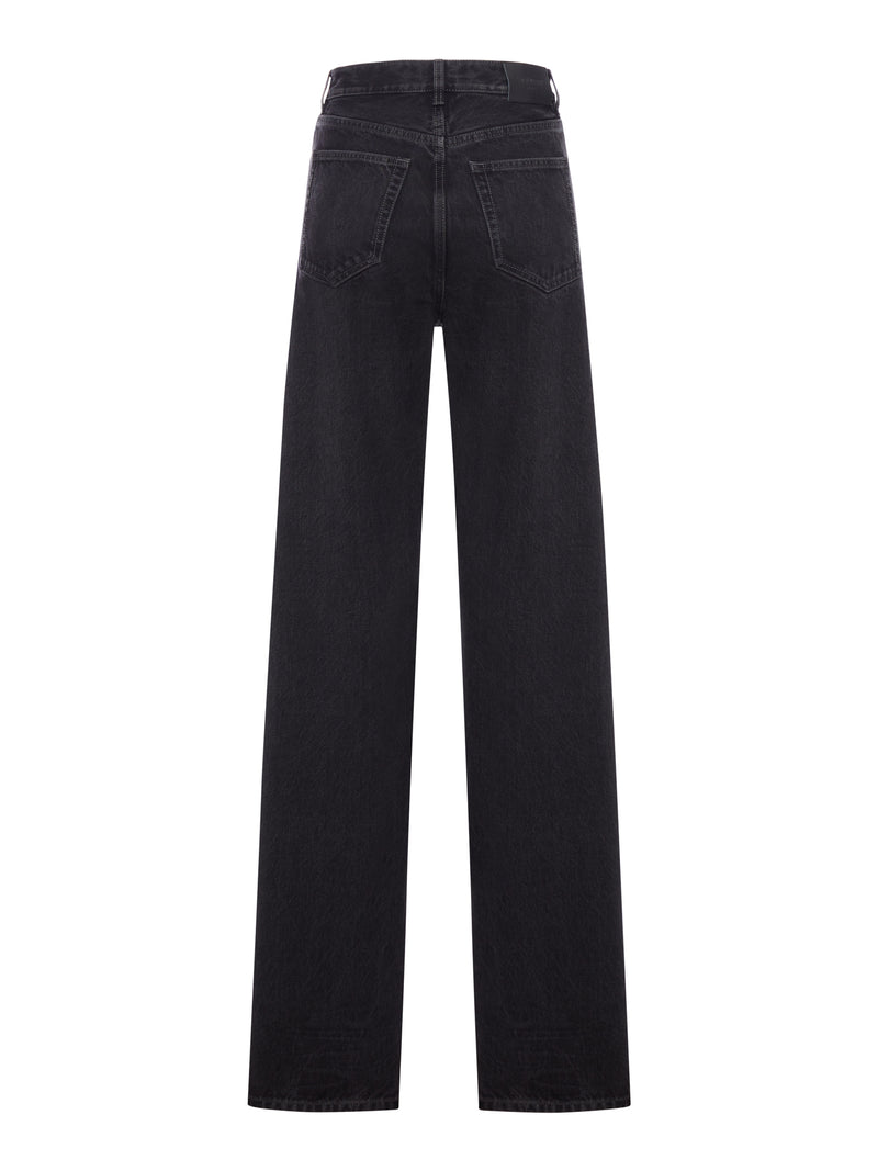 WIDE-LEG DENIM JEANS WITH A V-WAISTED WAIST