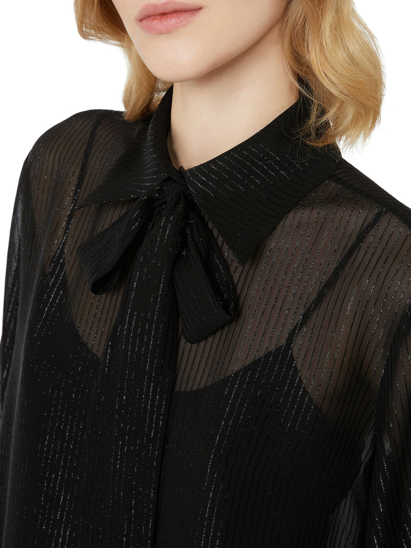 STRIPED SILK CHIFFON BLOUSE