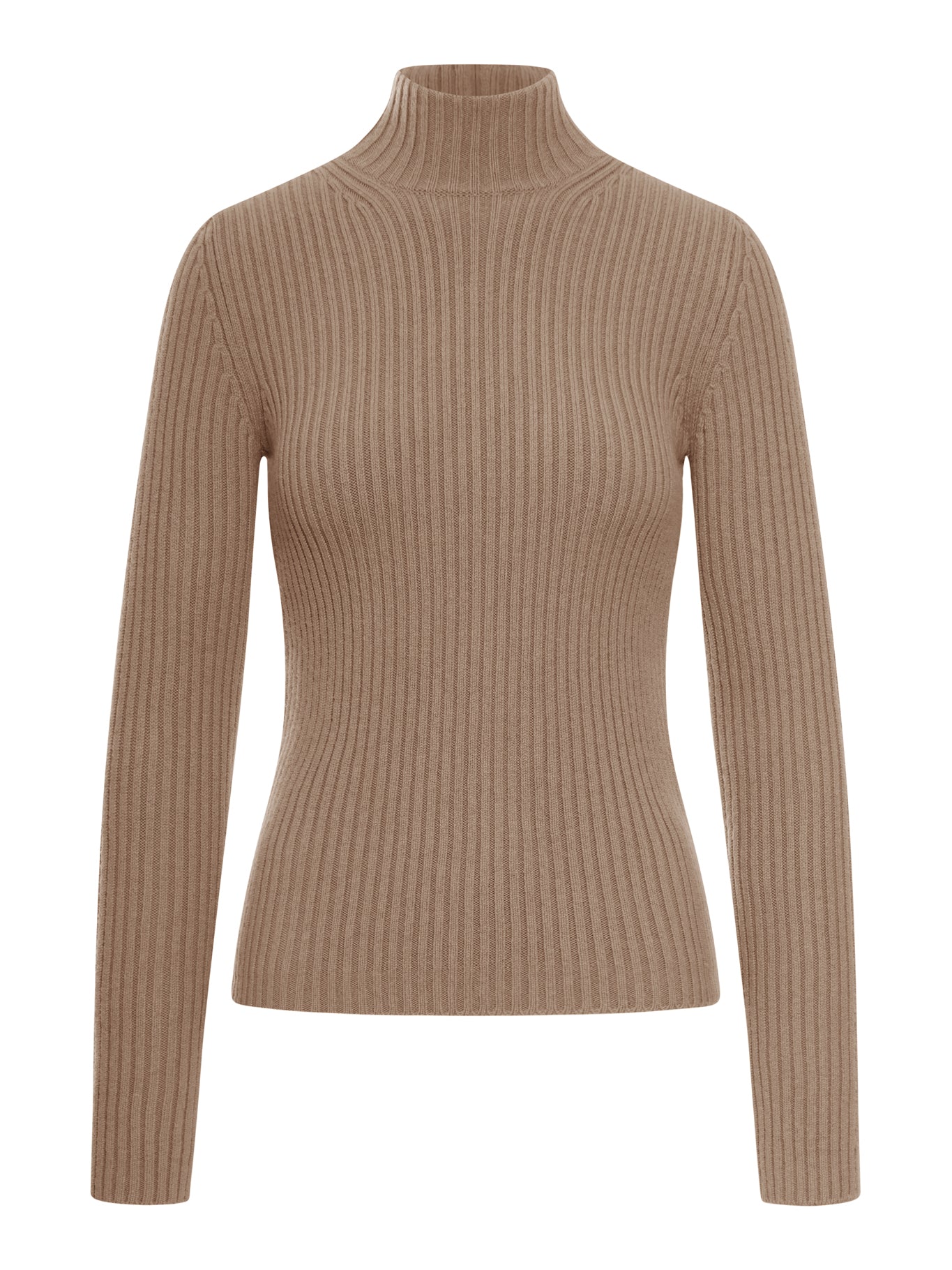 RIBBED WOOL AND CASHMERE TURTLENECK