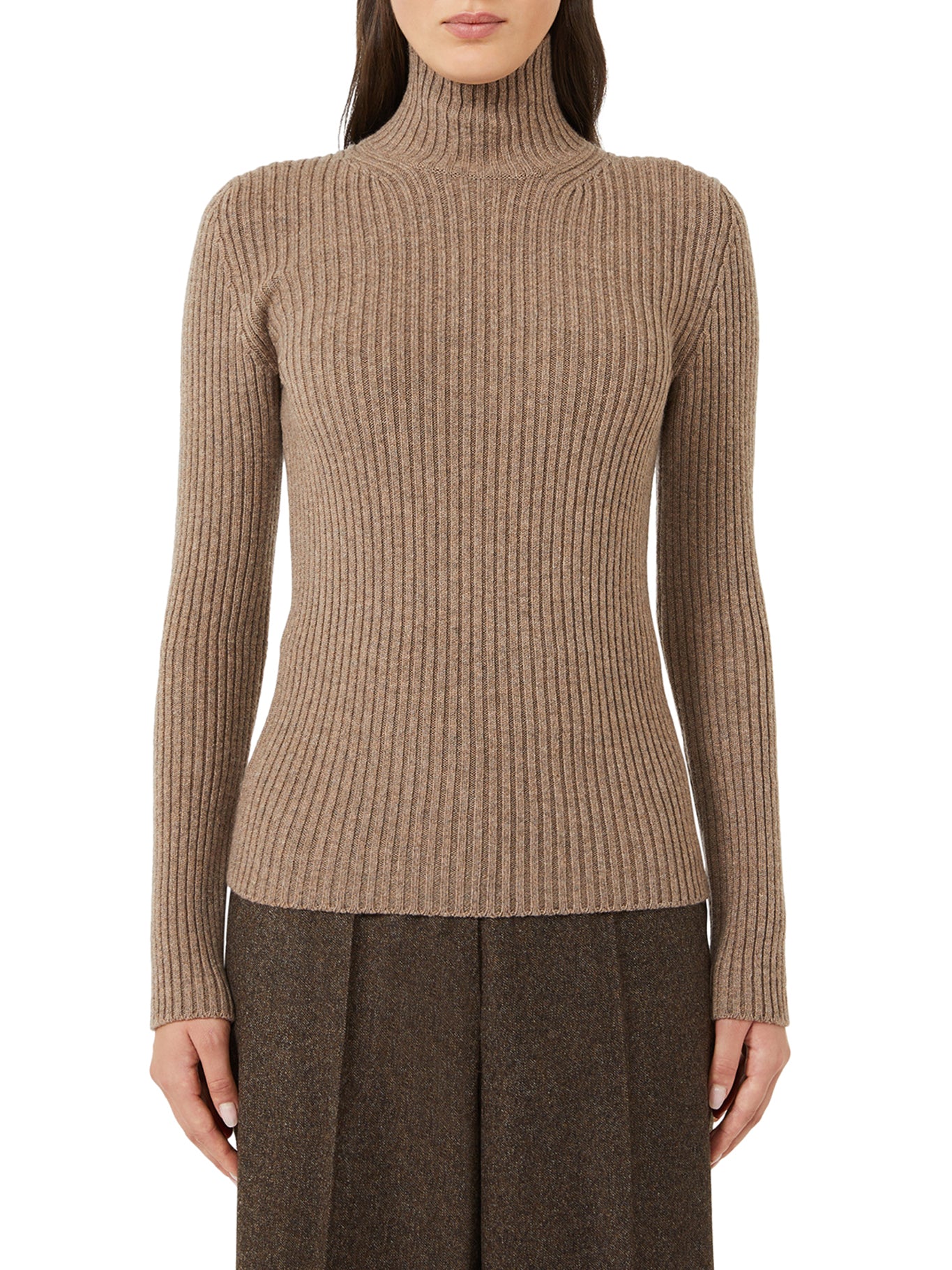 RIBBED WOOL AND CASHMERE TURTLENECK