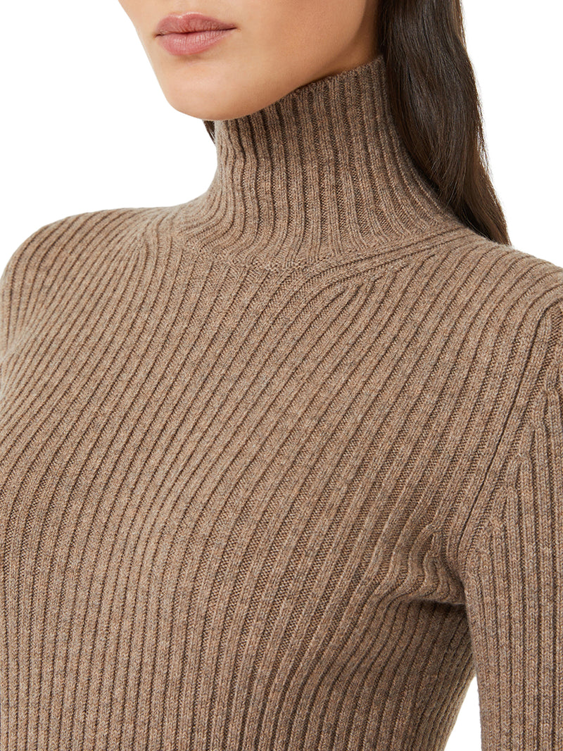 RIBBED WOOL AND CASHMERE TURTLENECK