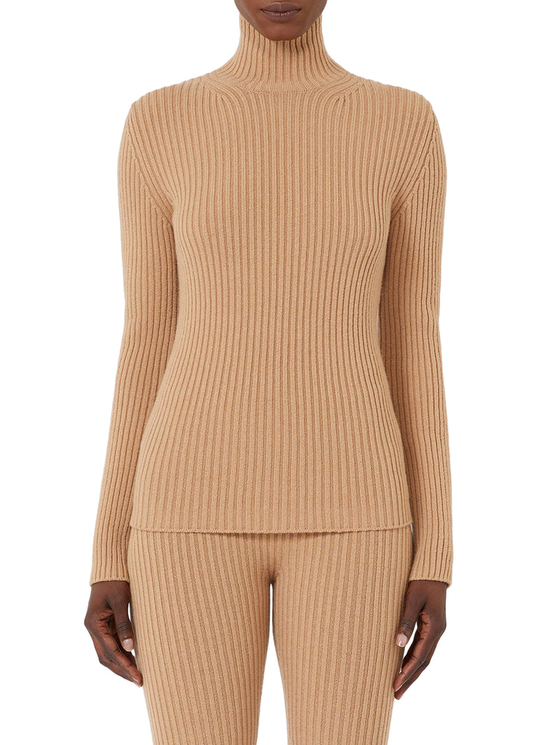 RIBBED WOOL AND CASHMERE TURTLENECK