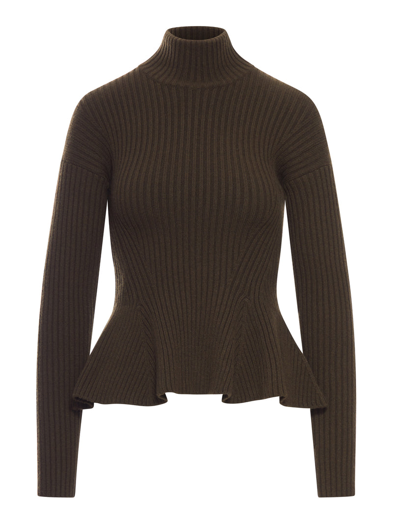 WOOL AND CASHMERE PEPLUS TURTLENECK