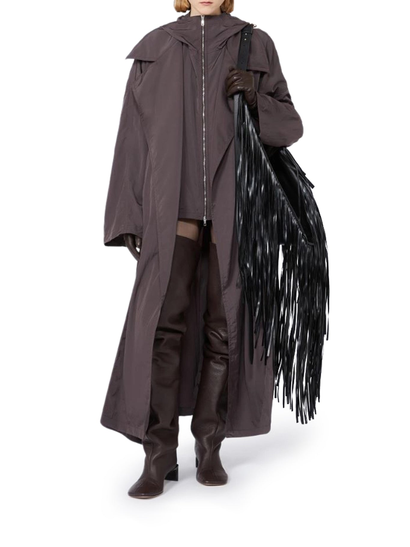 OVERSIZED TAFFETA TRENCH COAT WITH BARBA