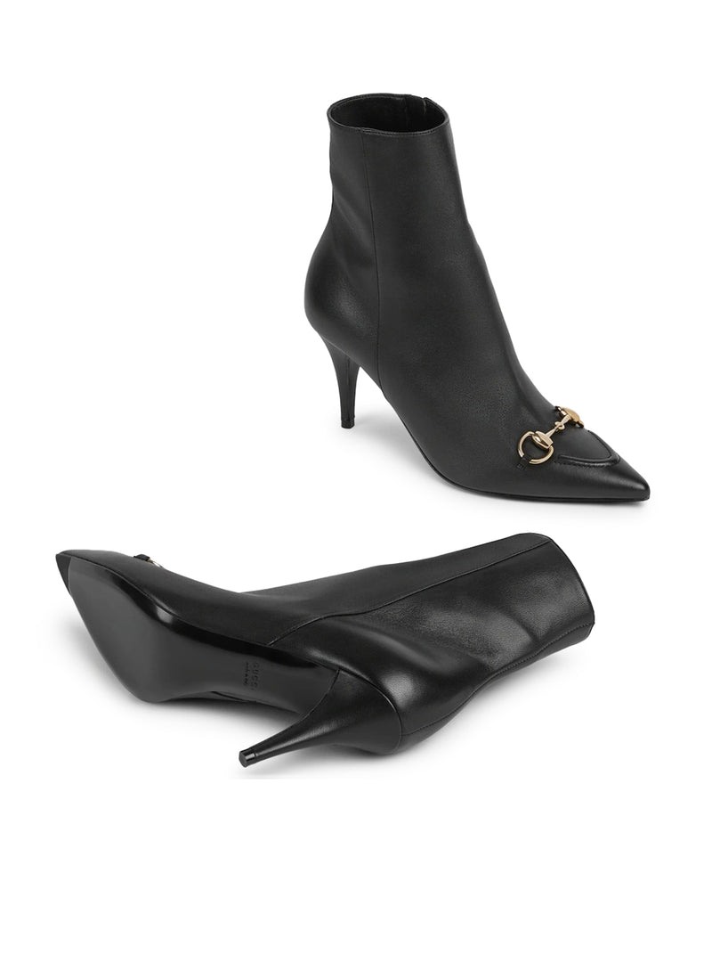 LEATHER ANKLE BOOTS WITH HORSEPIECE
