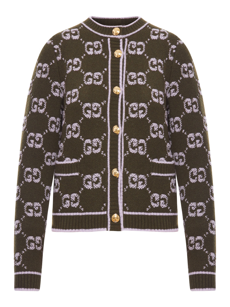 GG JACQUARD BOUCLÉ ??WOOL CARDIGAN