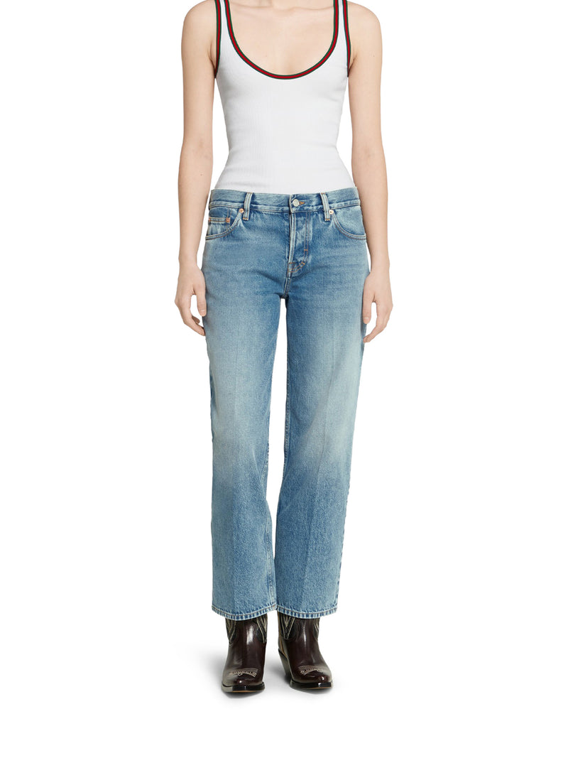 STRAIGHT CUT DENIM TROUSERS