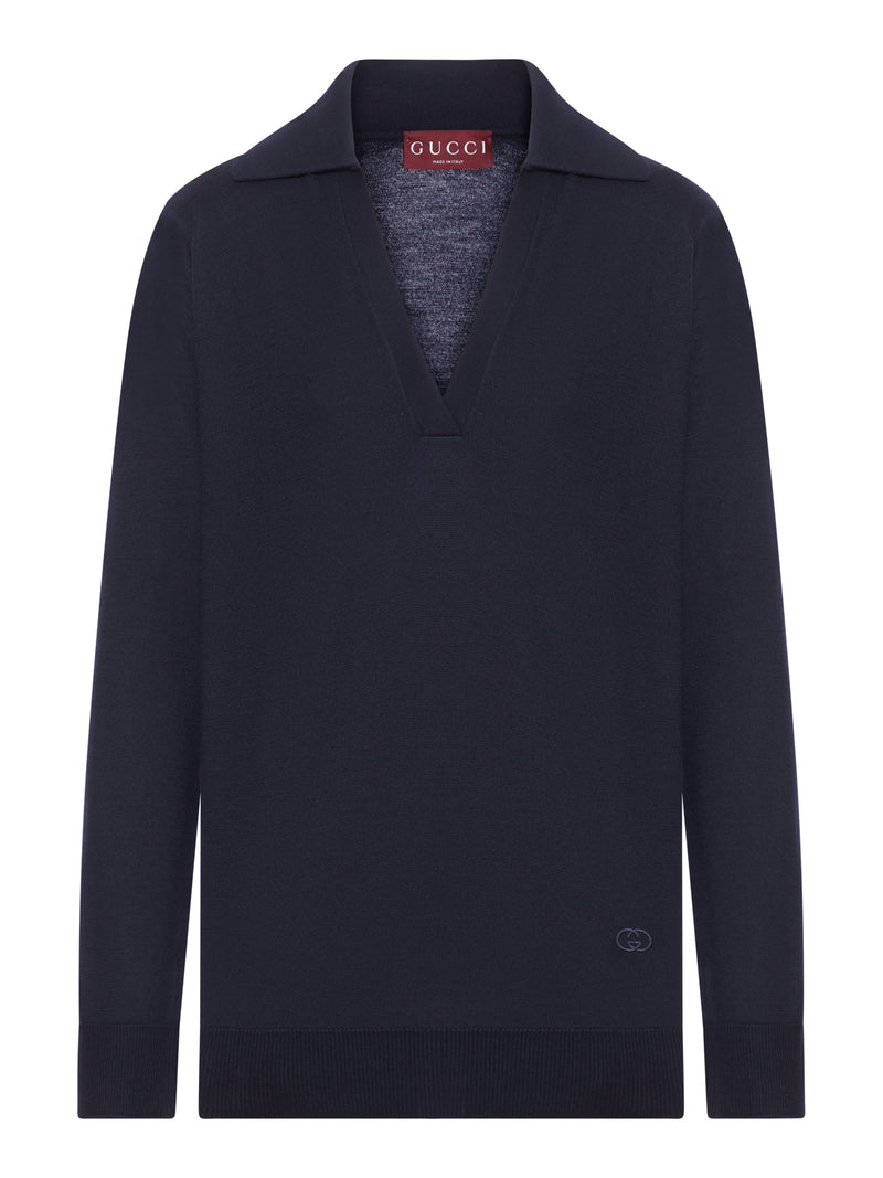 LIGHTWEIGHT WOOL POLO SHIRT WITH EMBROIDERED LOGO