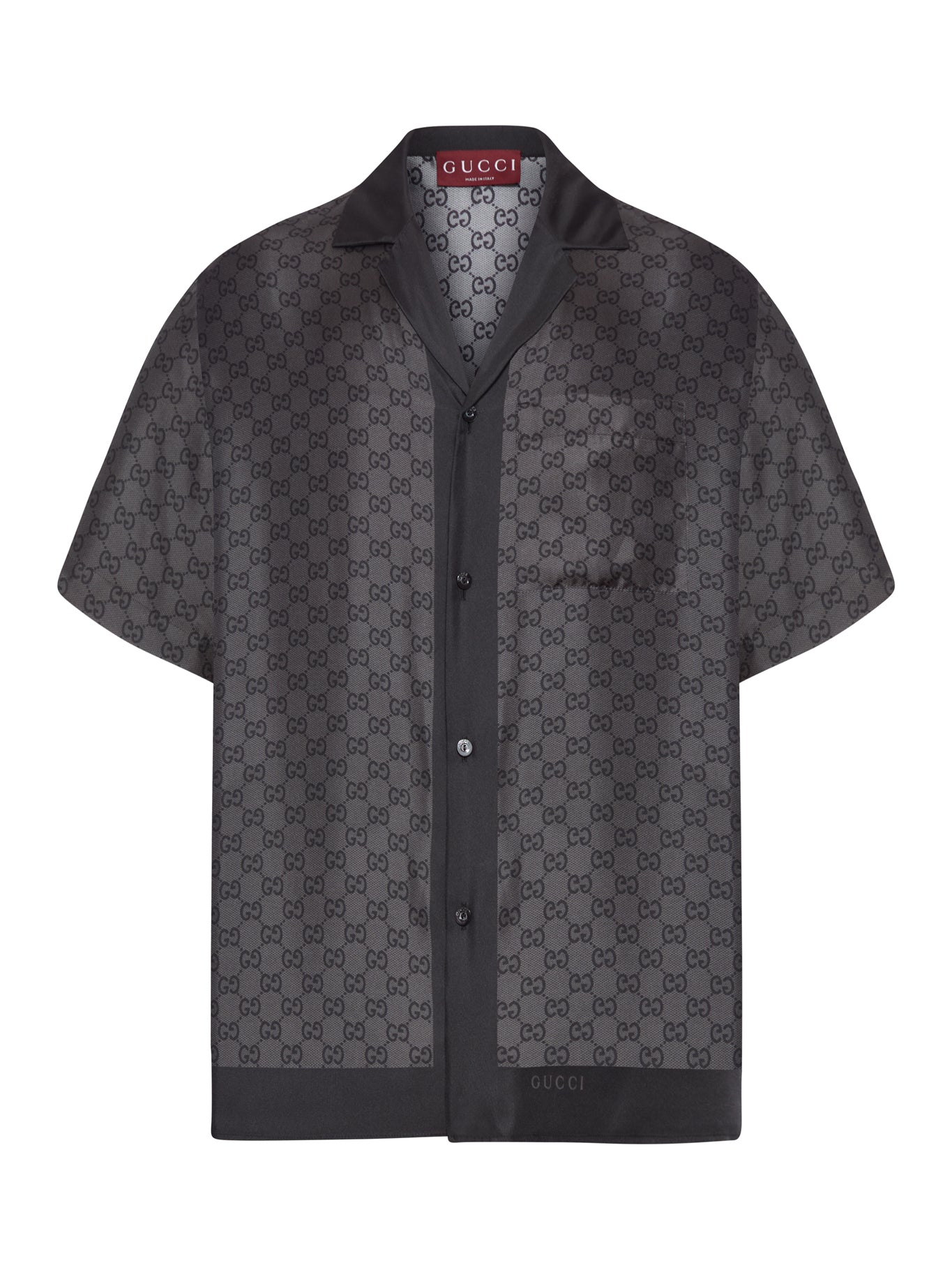 SILK TWILL BOWLING SHIRT WITH PRINT