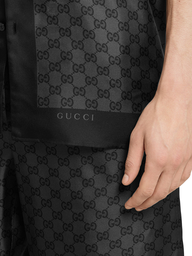 SILK TWILL BOWLING SHIRT WITH PRINT