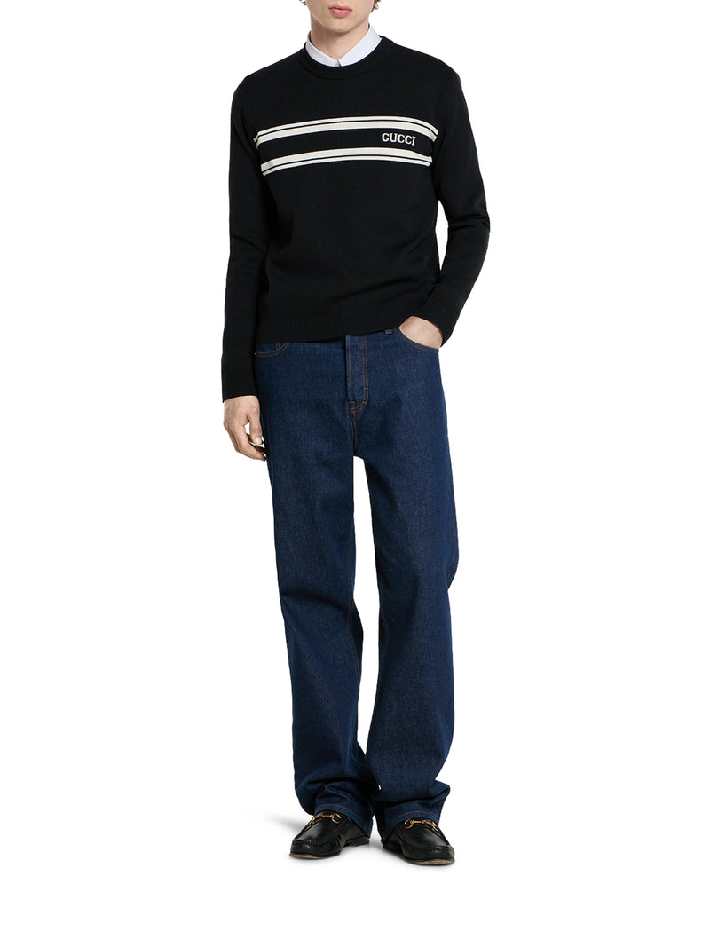 SILK AND COTTON SWEATER WITH INTARSIA