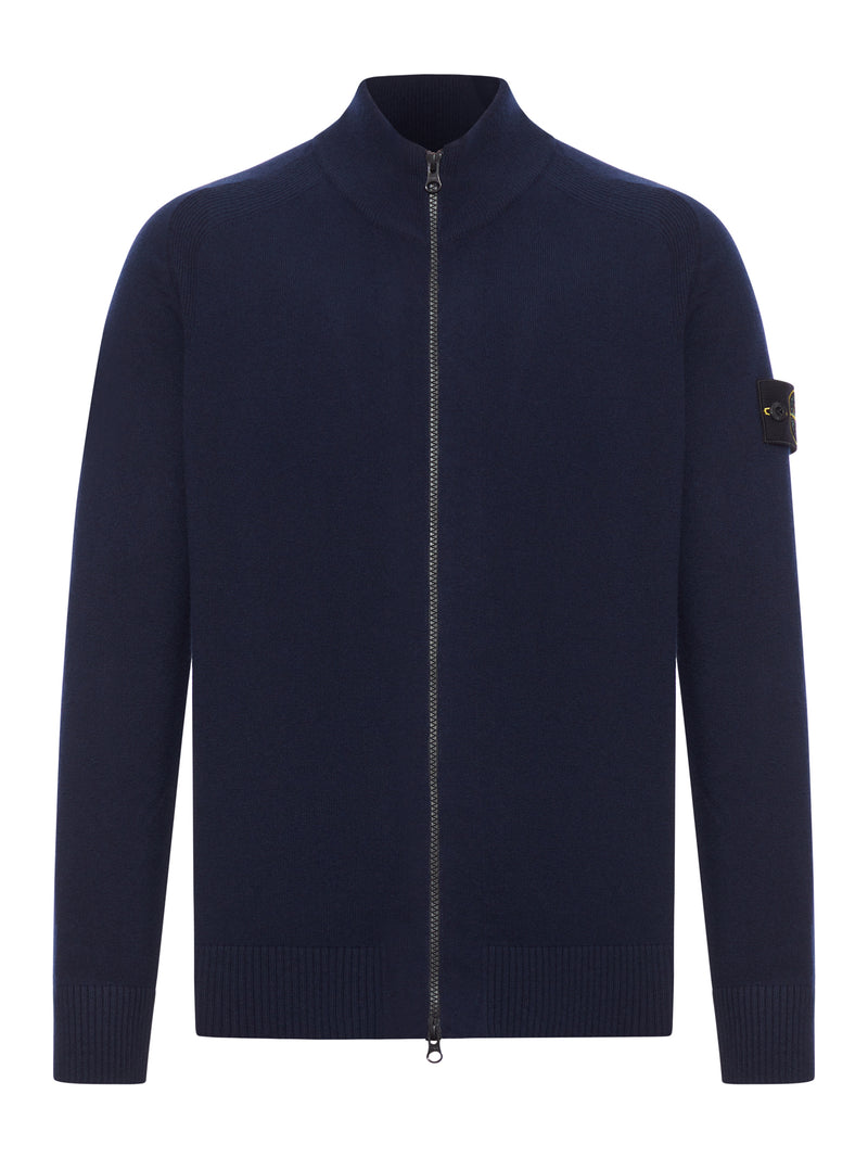 WOOL SWEATER WITH ZIP AND LOGO