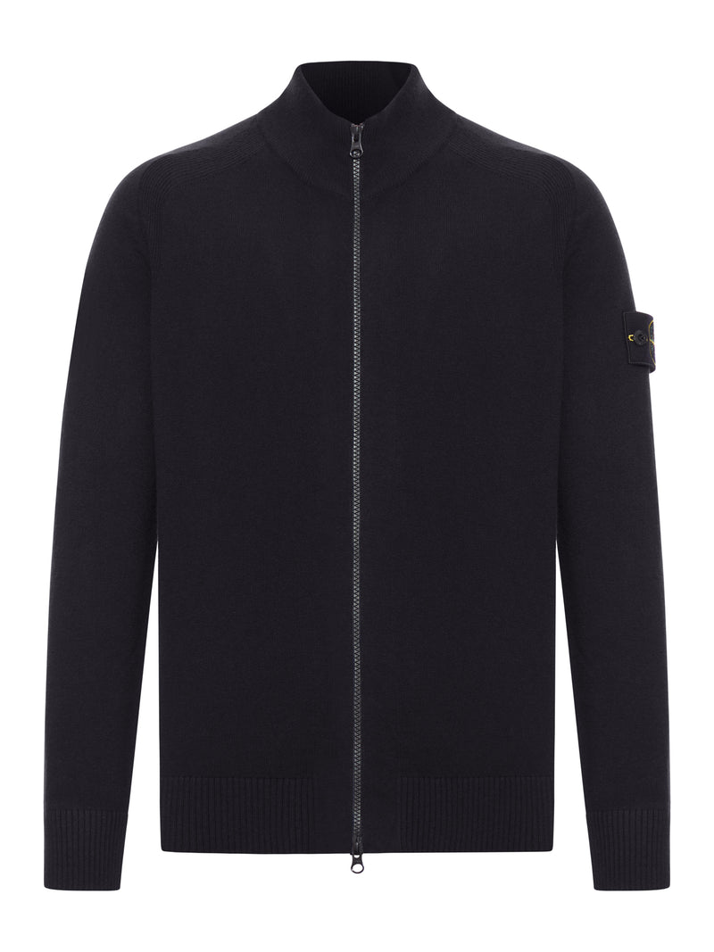 WOOL SWEATER WITH ZIP AND LOGO