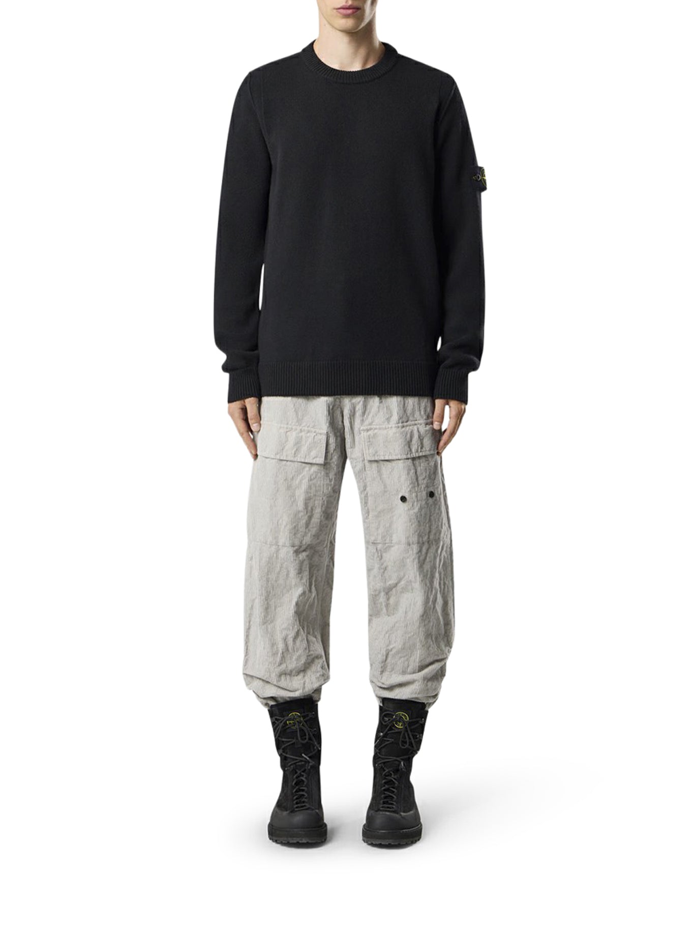 MELANGE EFFECT SWEATER WITH COMPASS LOGO