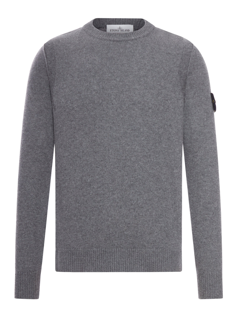 MELANGE EFFECT SWEATER WITH COMPASS LOGO