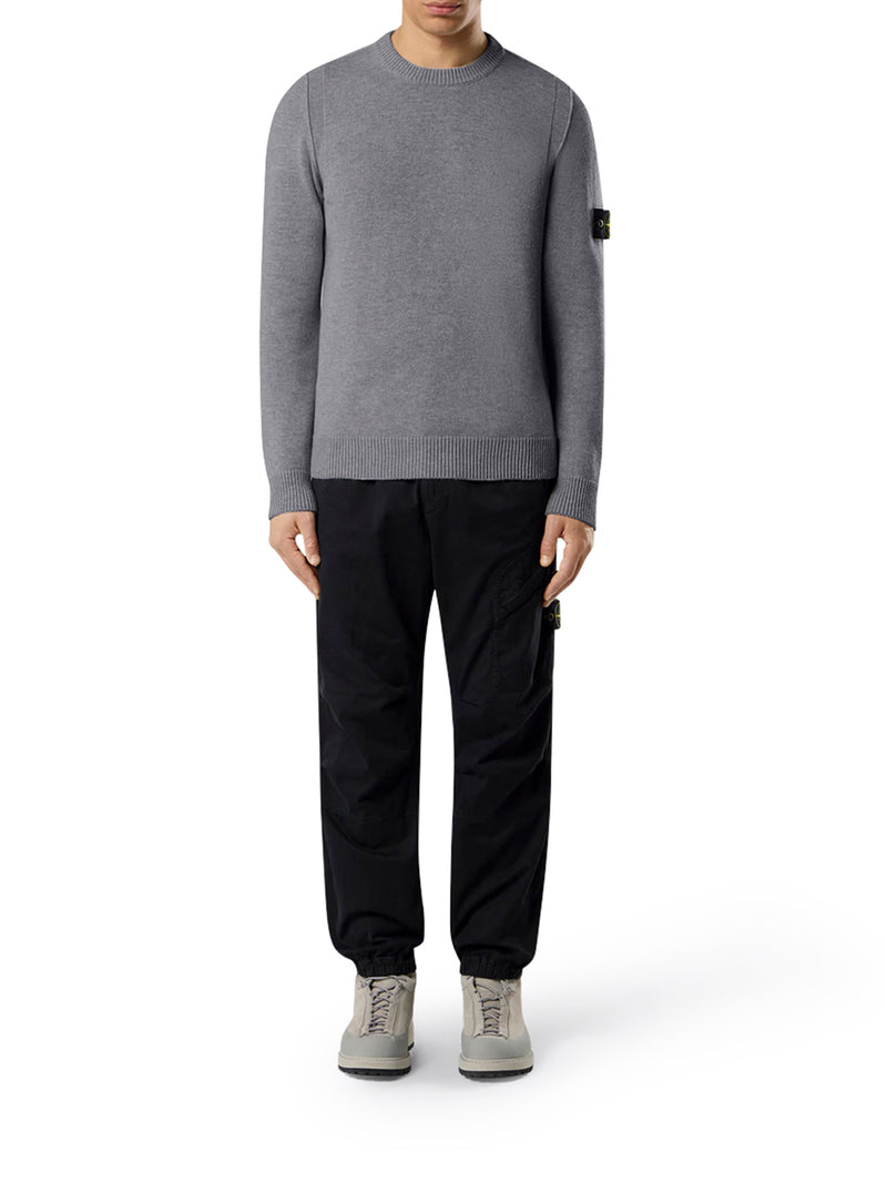 MELANGE EFFECT SWEATER WITH COMPASS LOGO