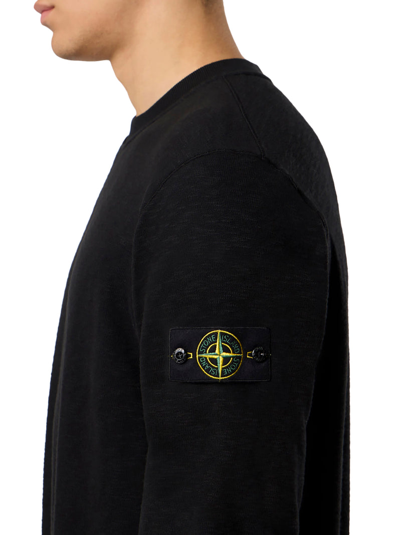 CREW NECK COTTON SWEATSHIRT WITH SIDE INLAYS