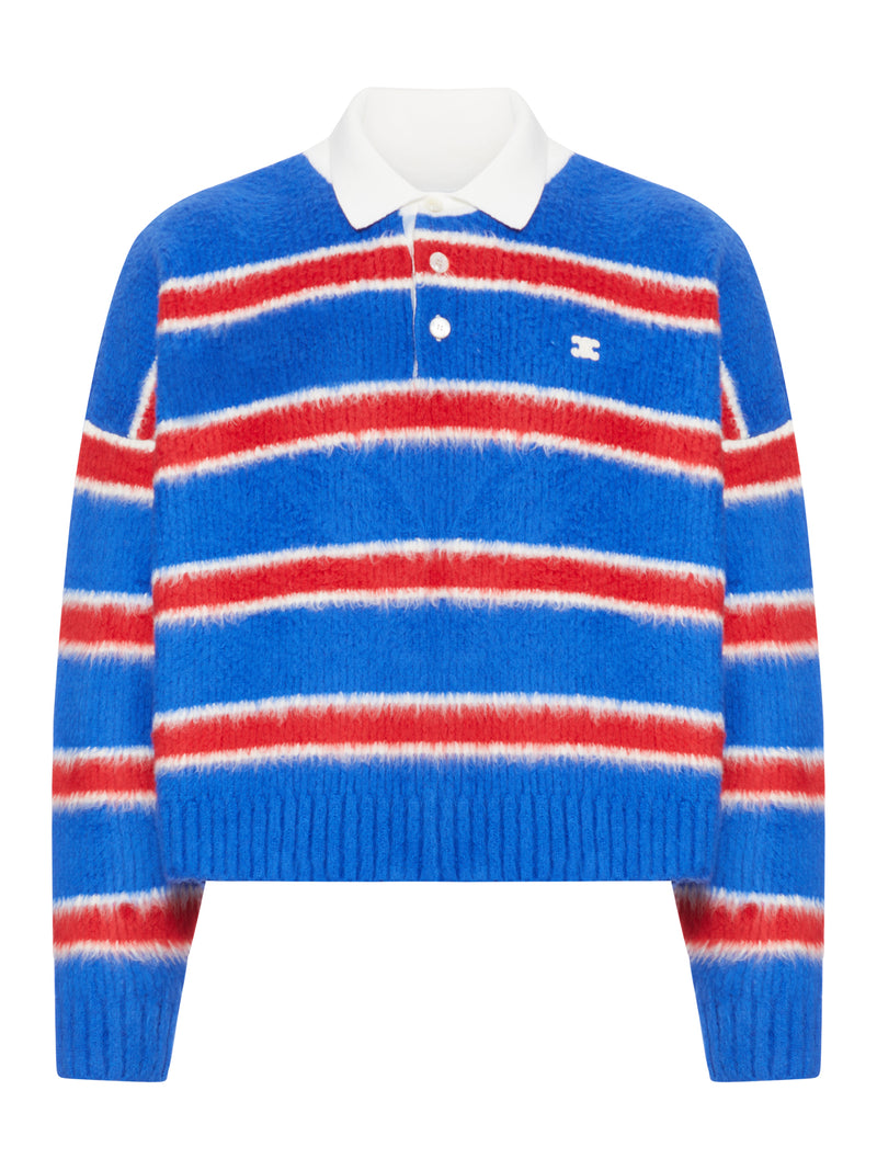STRIPED SWEATER WITH POLO STYLE COLLAR