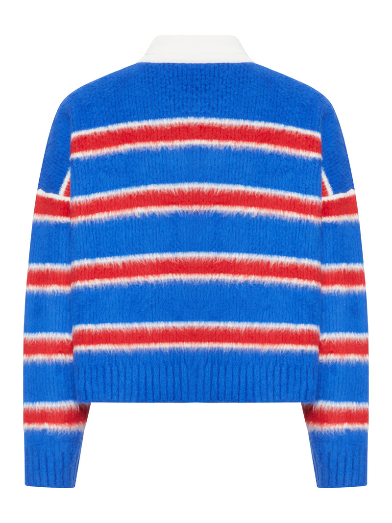 STRIPED SWEATER WITH POLO STYLE COLLAR