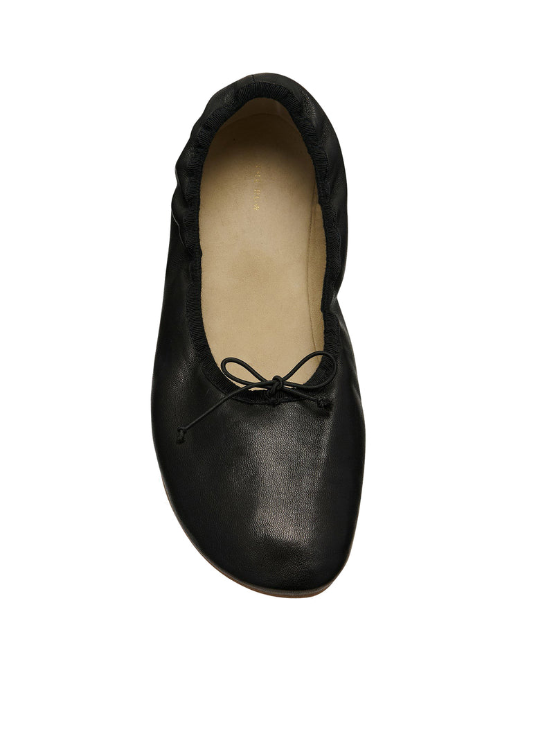 LOW ROUNDED LEATHER BALLERINAS