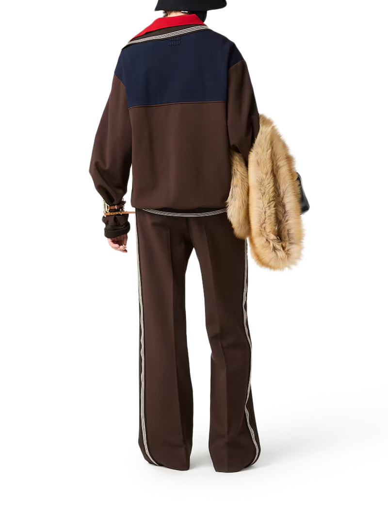 KNIT TROUSERS WITH FABRIC STITCH