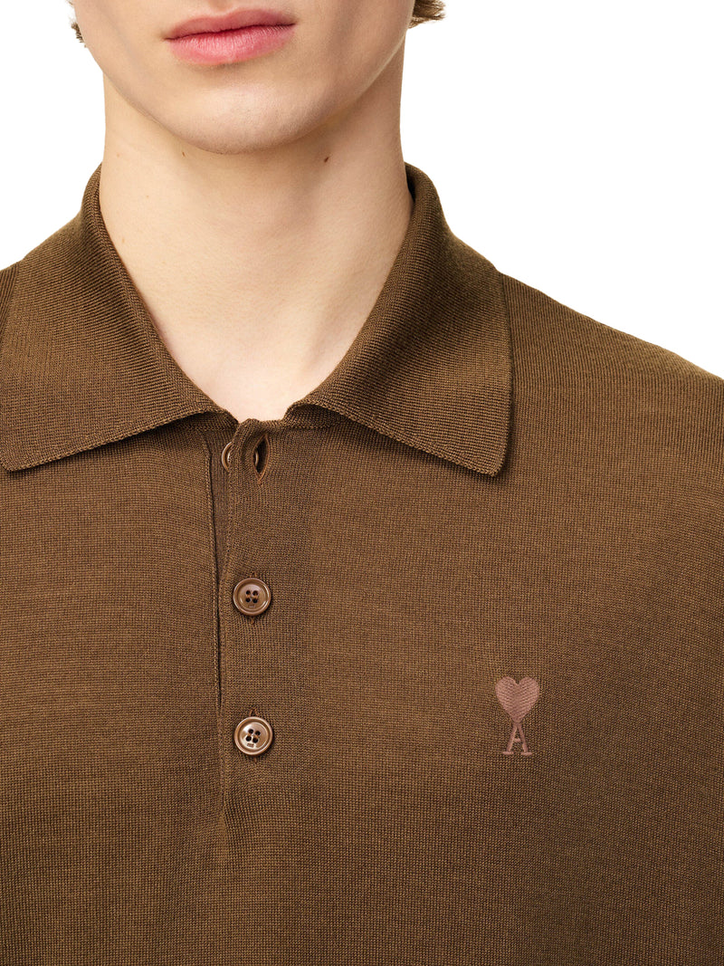 AMI DE COEUR POLO IN EXTRAFINE WOOL AND SILK