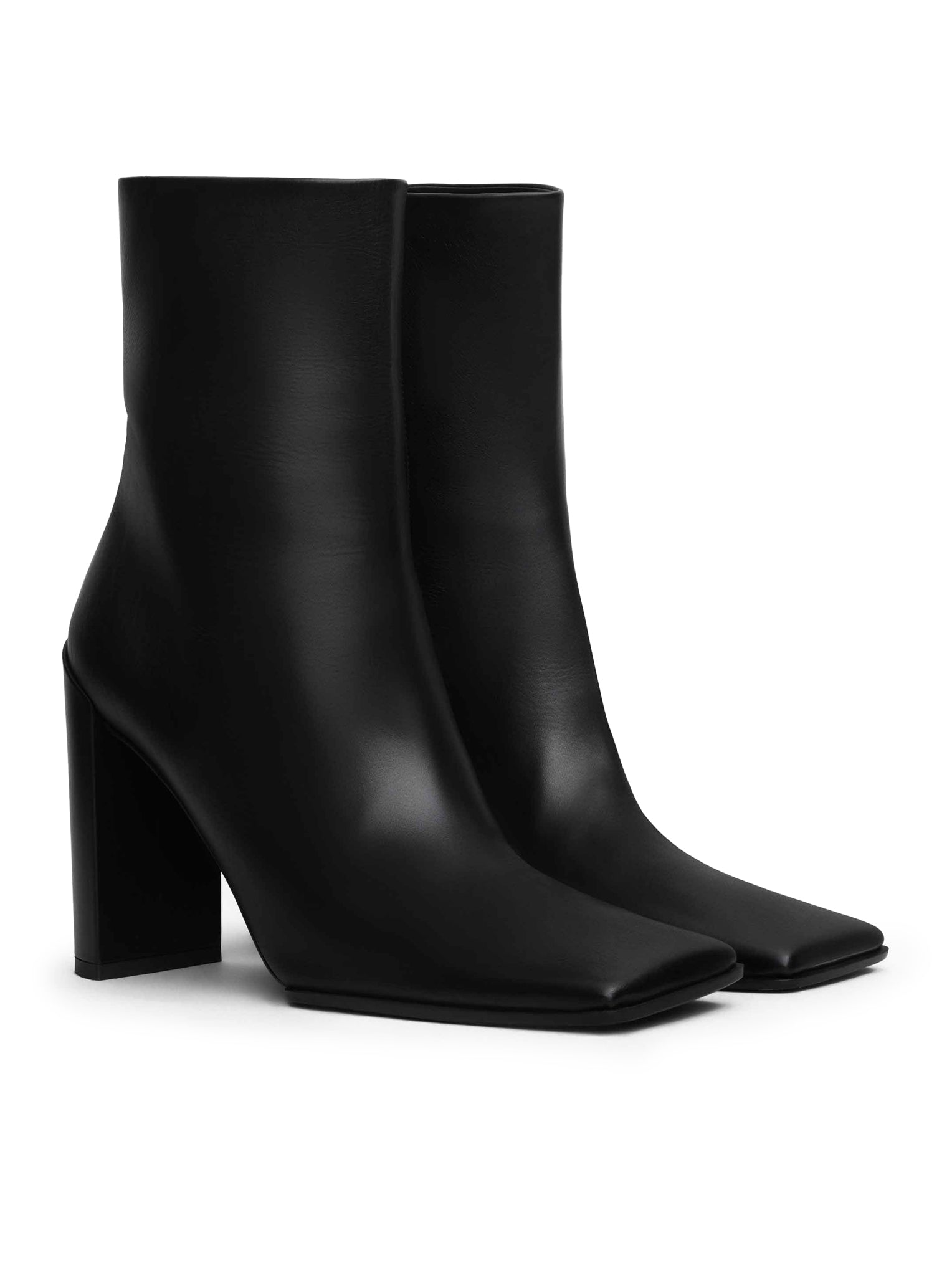 SQUARE LEATHER ANKLE BOOTS