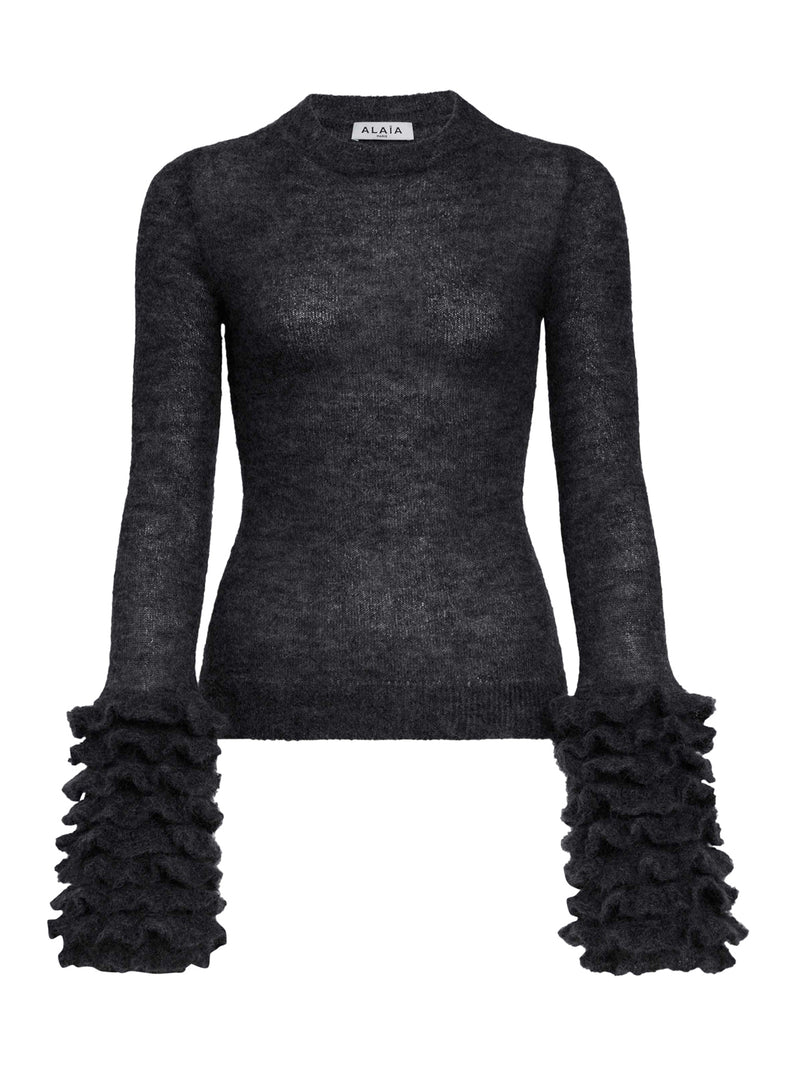 MOHAIR PULLOVER WITH RUFFLES