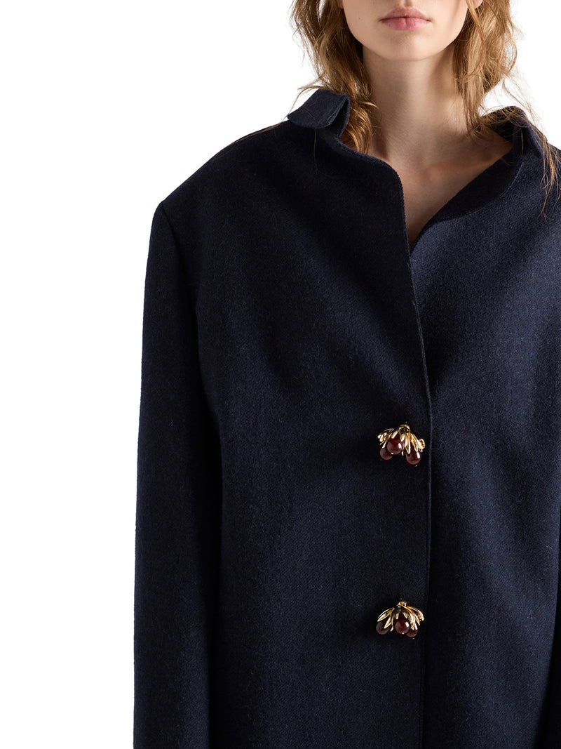 SHETLAND WOOL JACKET WITH JEWEL BUTTONS