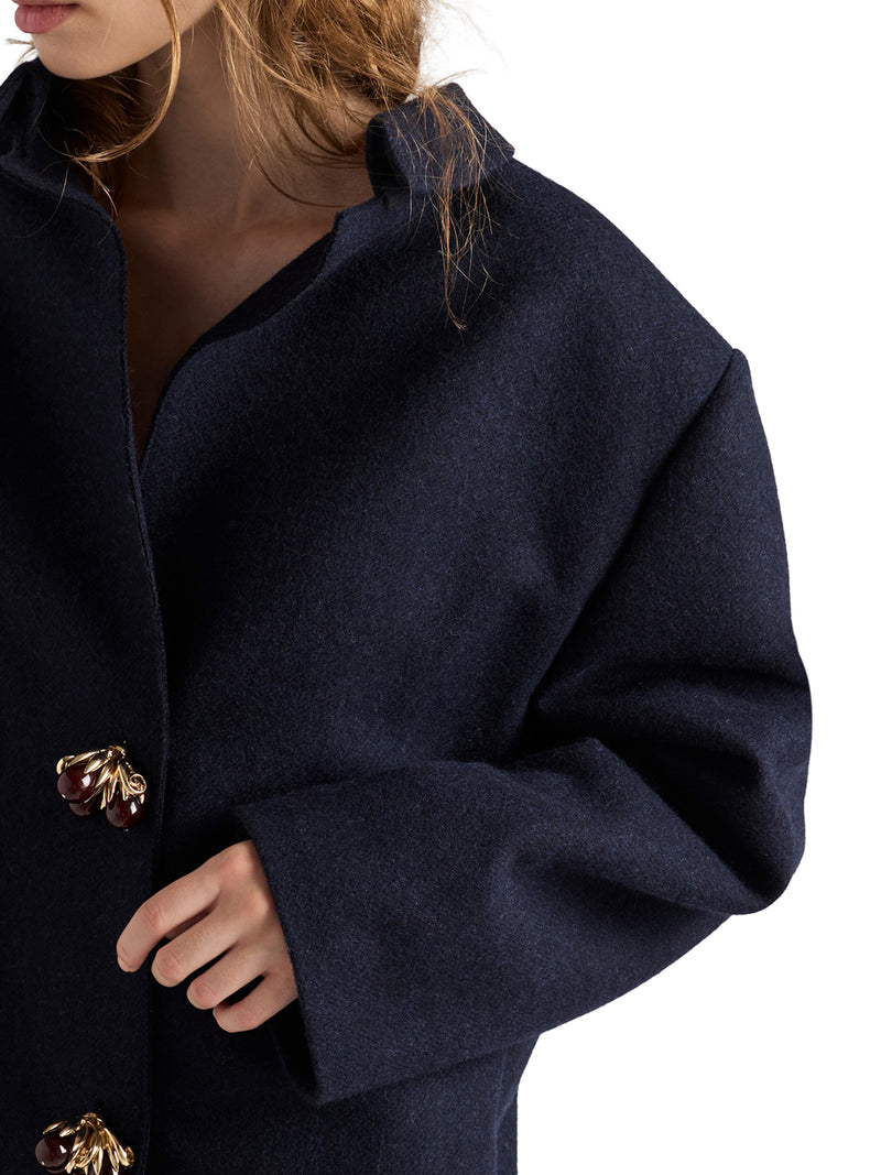 SHETLAND WOOL JACKET WITH JEWEL BUTTONS