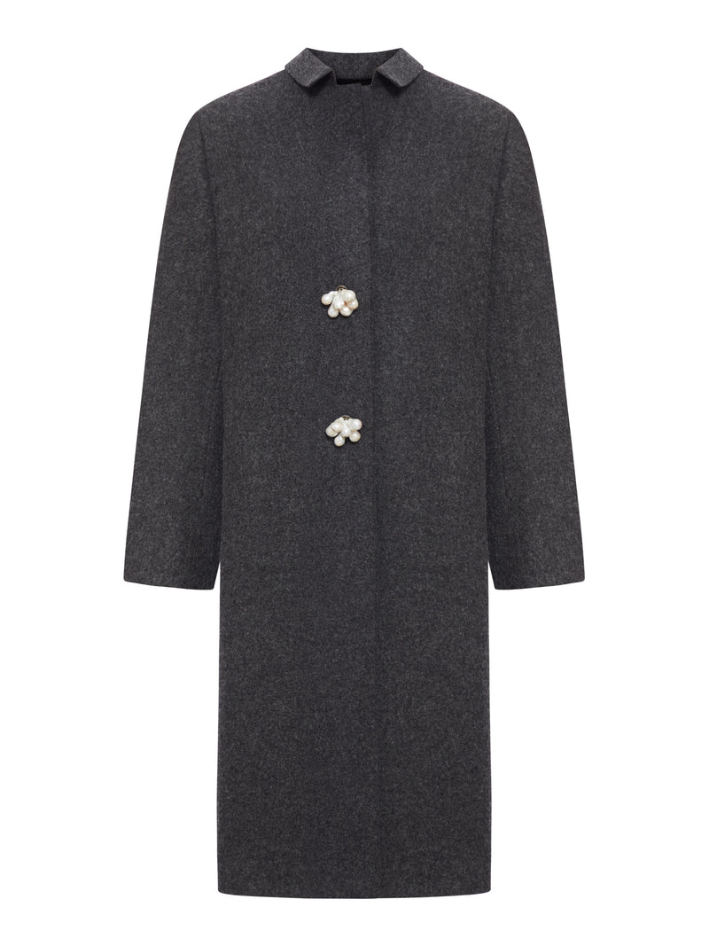 SHETLAND WOOL COAT WITH JEWEL BUTTONS