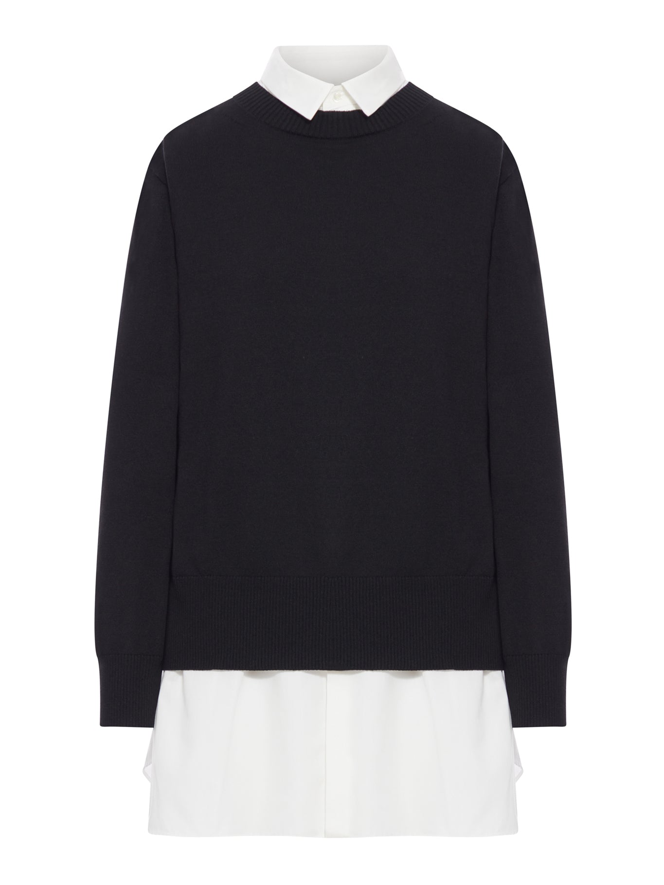 LAYERED POPLIN AND COTTON KNIT DRESS