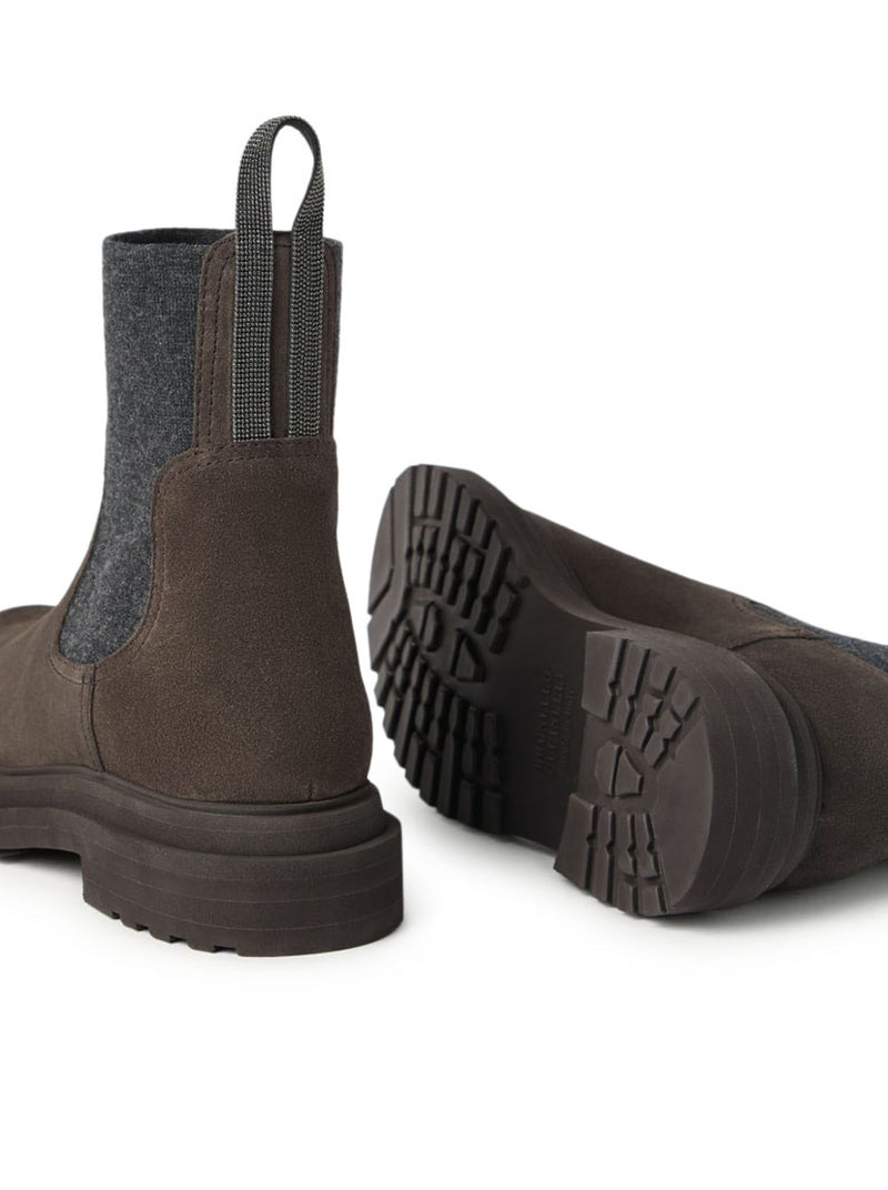 SUEDE BOOT WITH MESH INSERT
