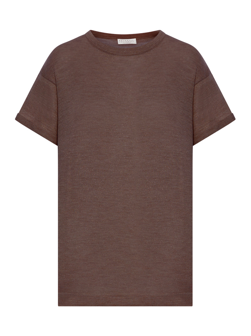 LIGHTWEIGHT CASHMERE AND SILK SWEATER WITH LUREX INSERTS