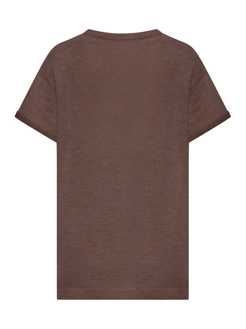 LIGHTWEIGHT CASHMERE AND SILK SWEATER WITH LUREX INSERTS