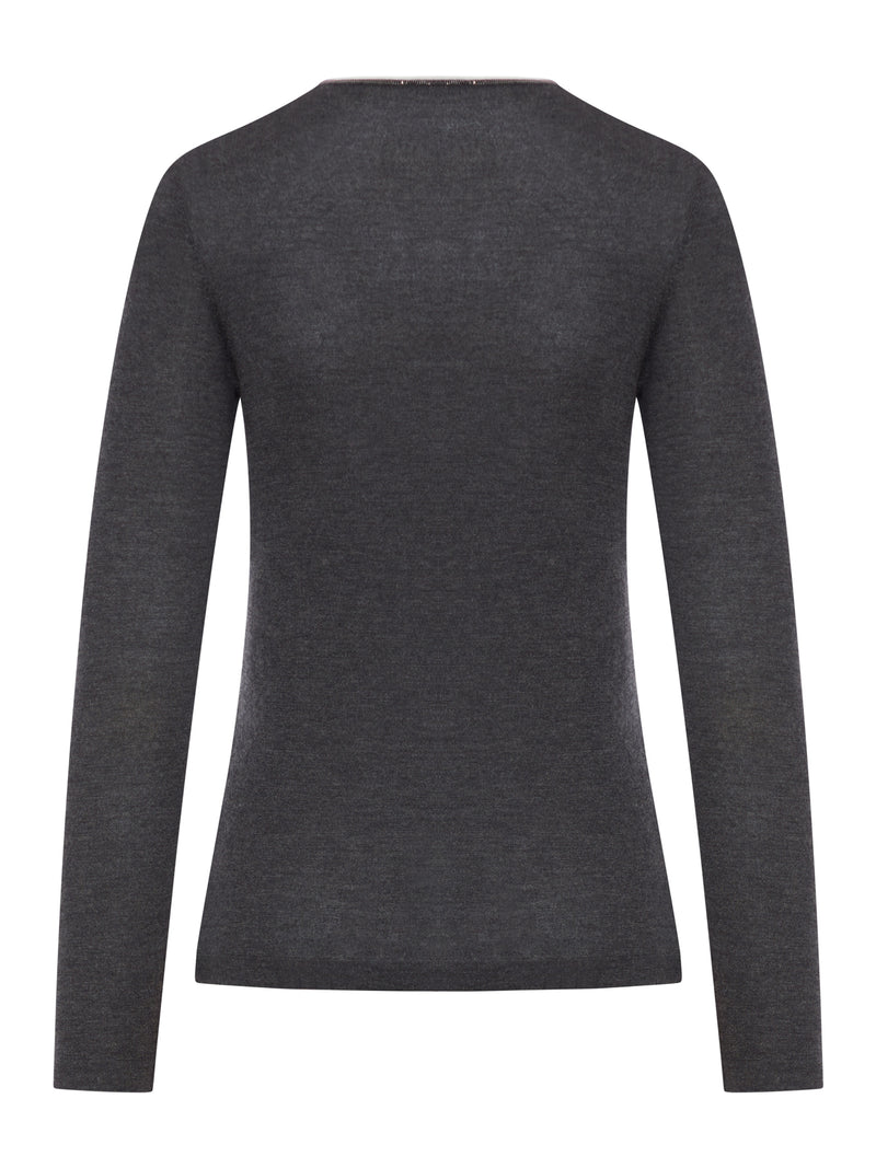 WOOL SWEATER WITH CONTRASTING TRIM