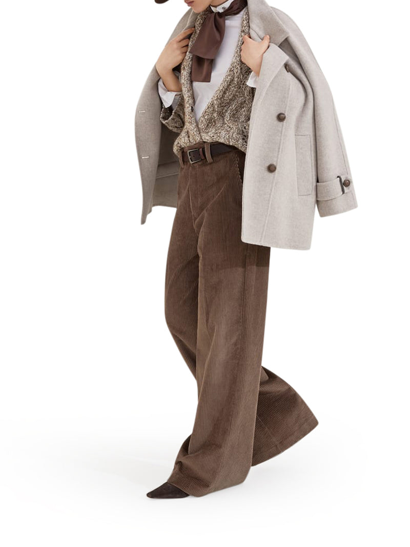 WOOL AND CASHMERE CABAN WITH SHINY CUFF DETAILS