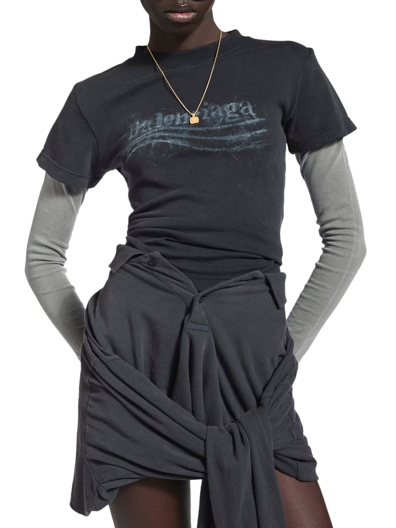 WASHED CRAYON POLITICAL DOUBLE-SLEEVED T-SHIRT