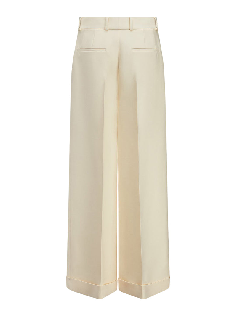 FLARED WOOL AND SILK TROUSERS