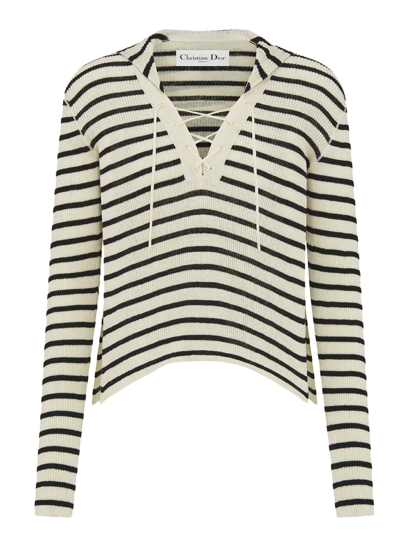 SWEATER WITH LACES ON THE NECKLINE