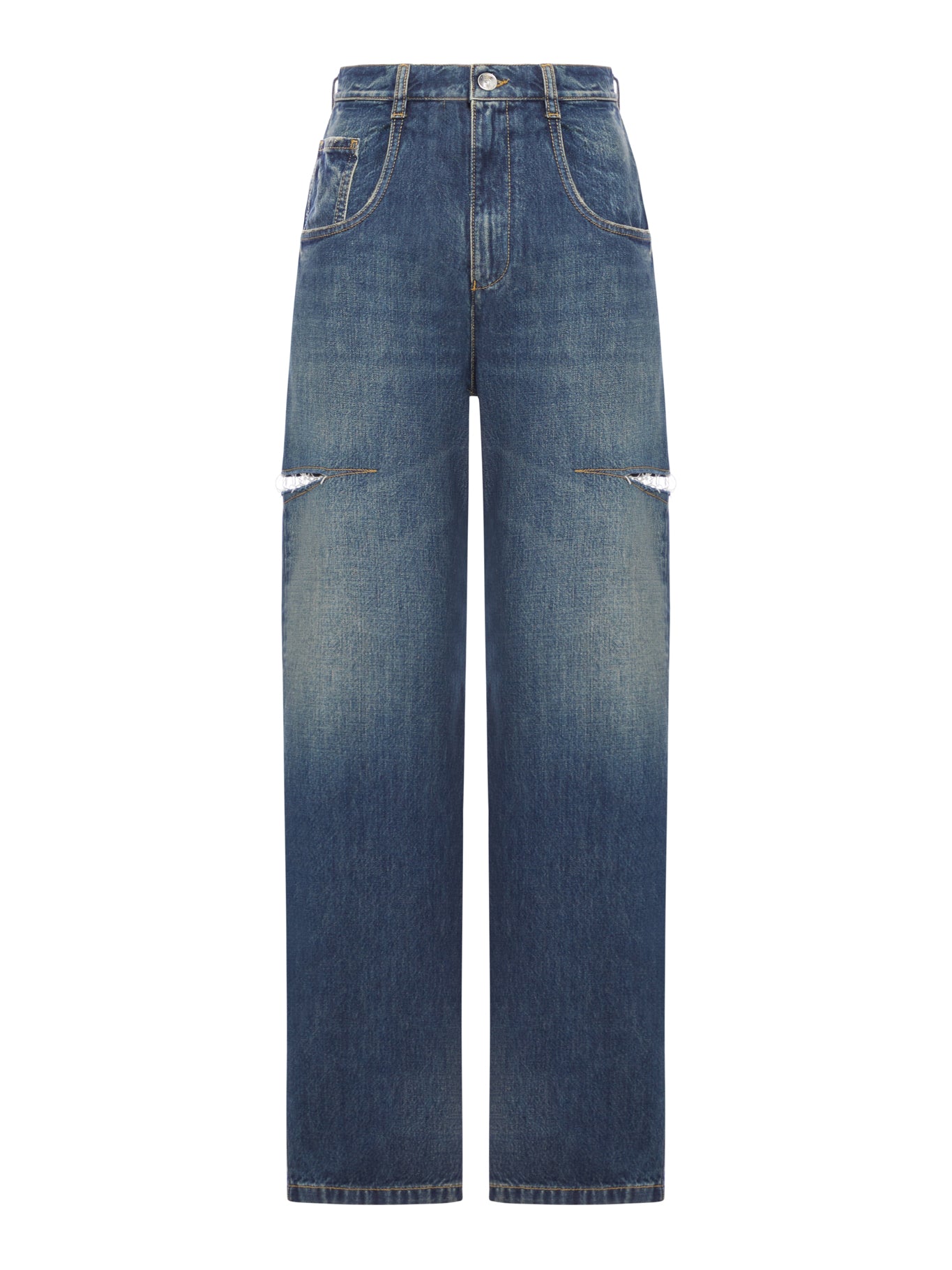 DENIM JEANS WITH SIDE RIPS