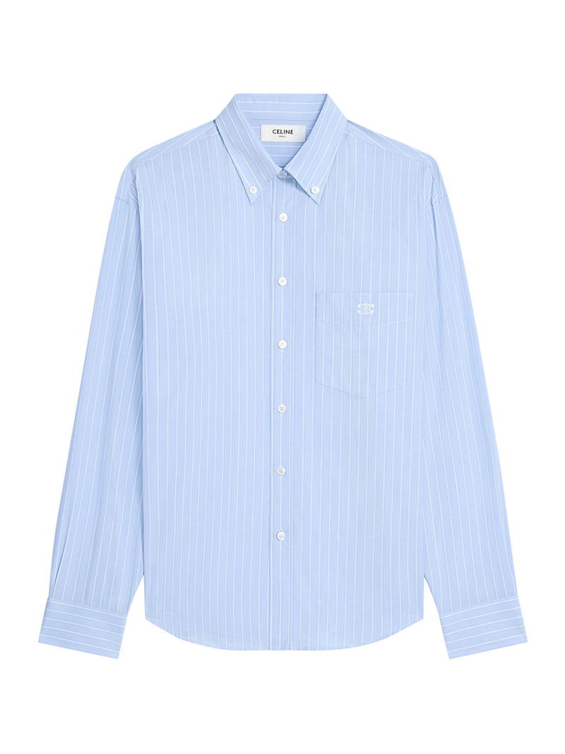 WIDE-SLEEVED COTTON POPLIN SHIRT WITH STRIPES