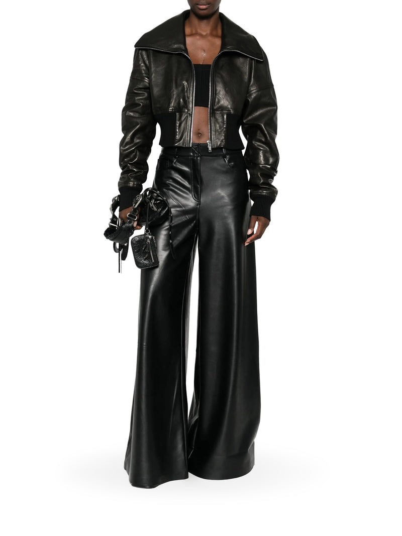 PADDED LEATHER BOMBER JACKET