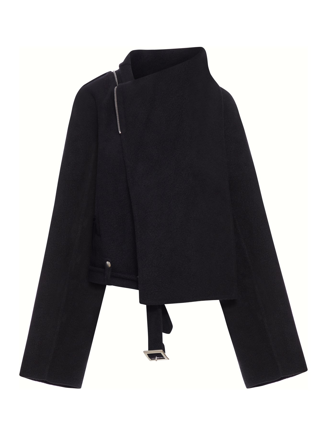 CASHMERE JACKET WITH ASYMMETRIC COLLAR AND DIAGONAL CLOSURE