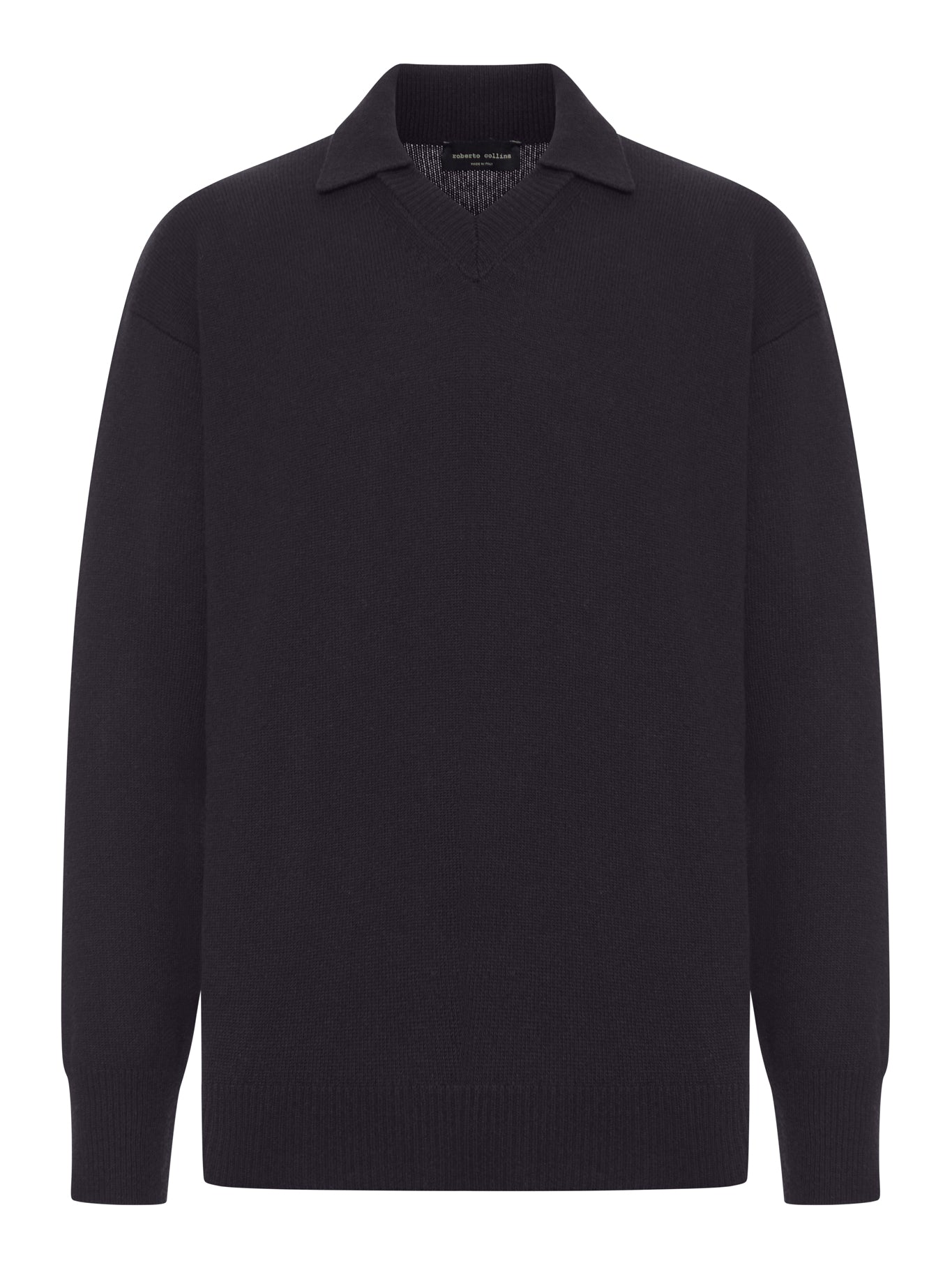 V-NECK WOOL POLO SHIRT