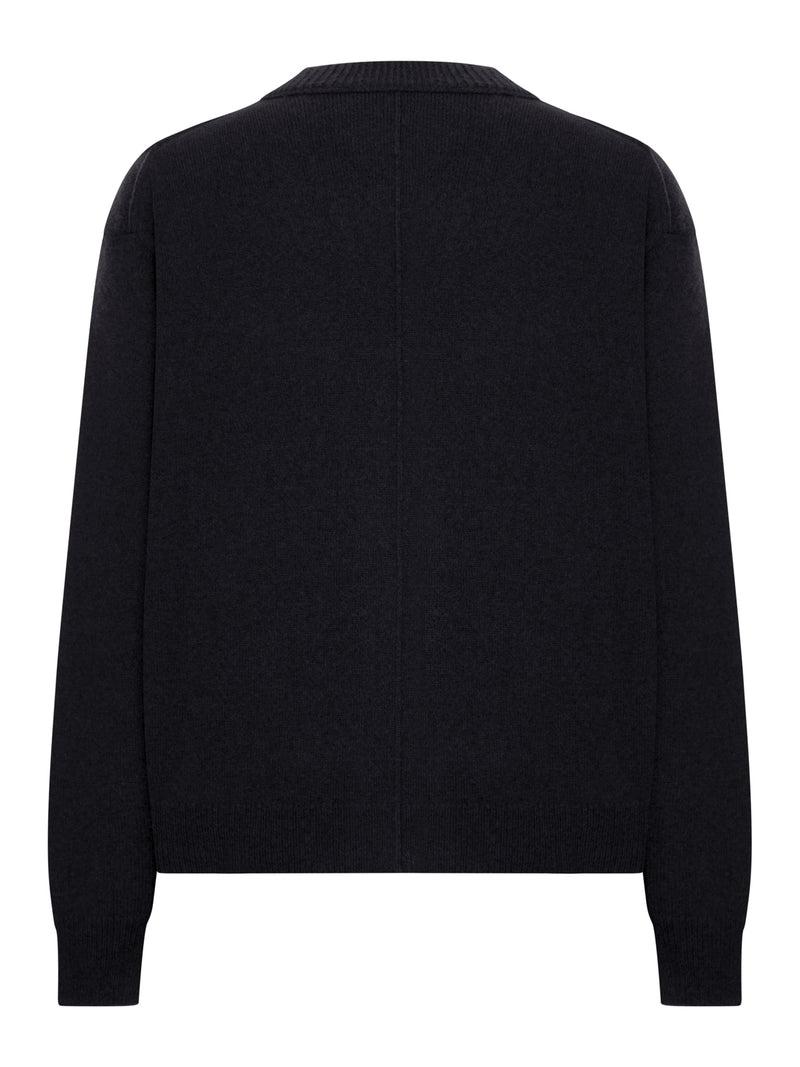 WOOL CARDIGAN WITH CONTRAST STITCHING