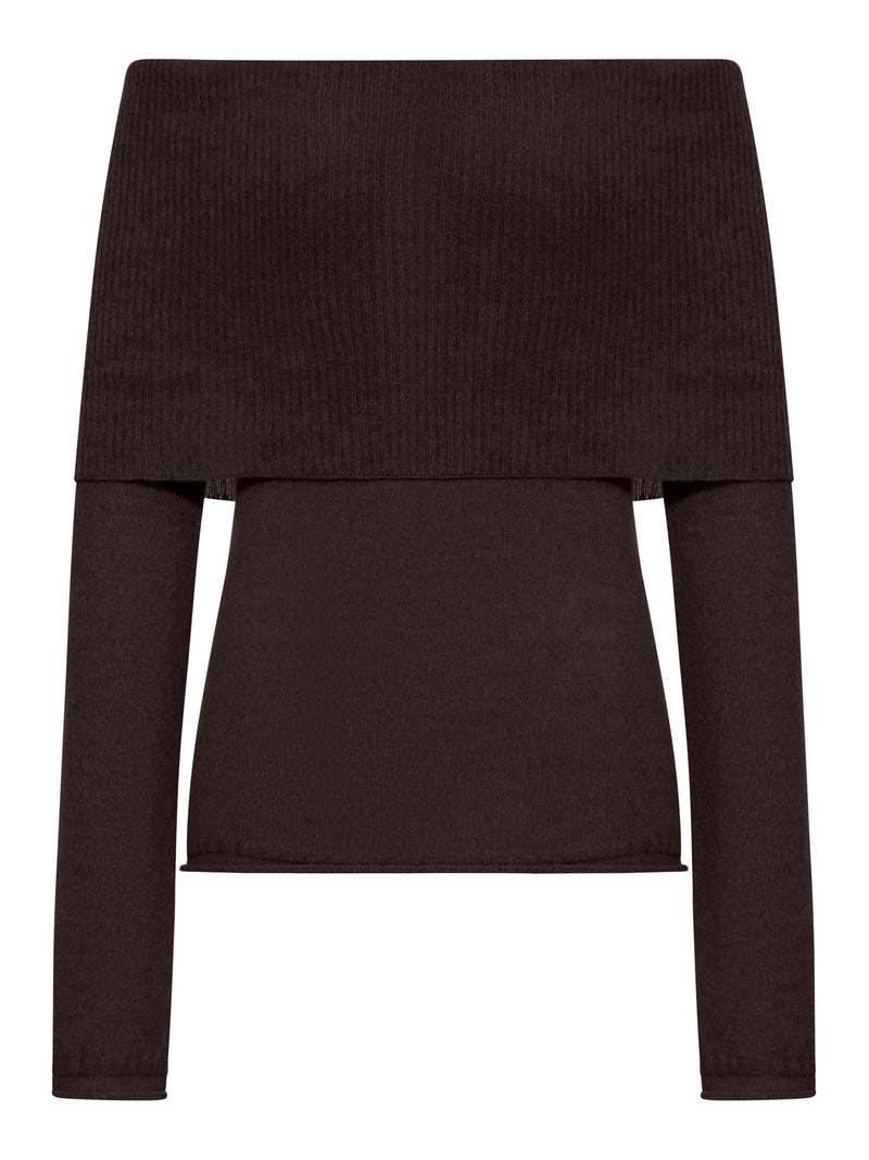 RIBBED BOAT NECK SWEATER